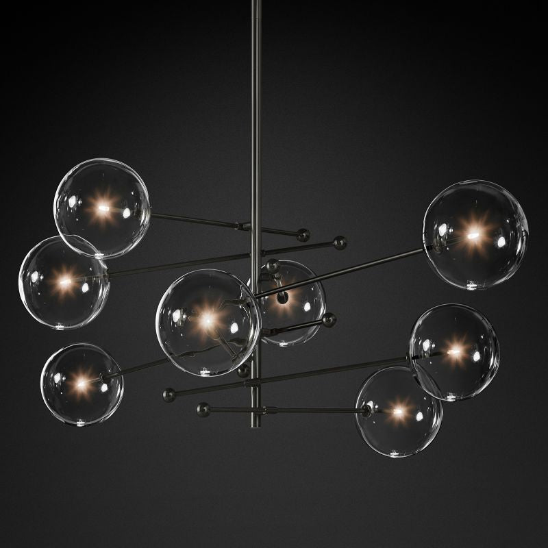 Glass Globe Mobile Eight-Arm Chandelier 79"