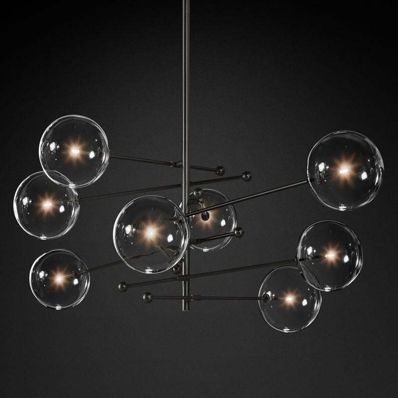 Glass Globe Mobile Eight-Arm Chandelier 79"