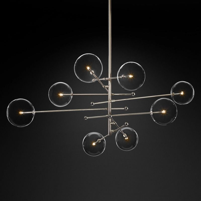 Glass Globe Mobile Eight-Arm Chandelier 79"