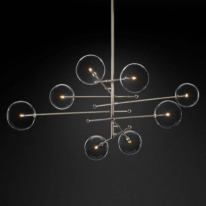 Glass Globe Mobile Eight-Arm Chandelier 79"