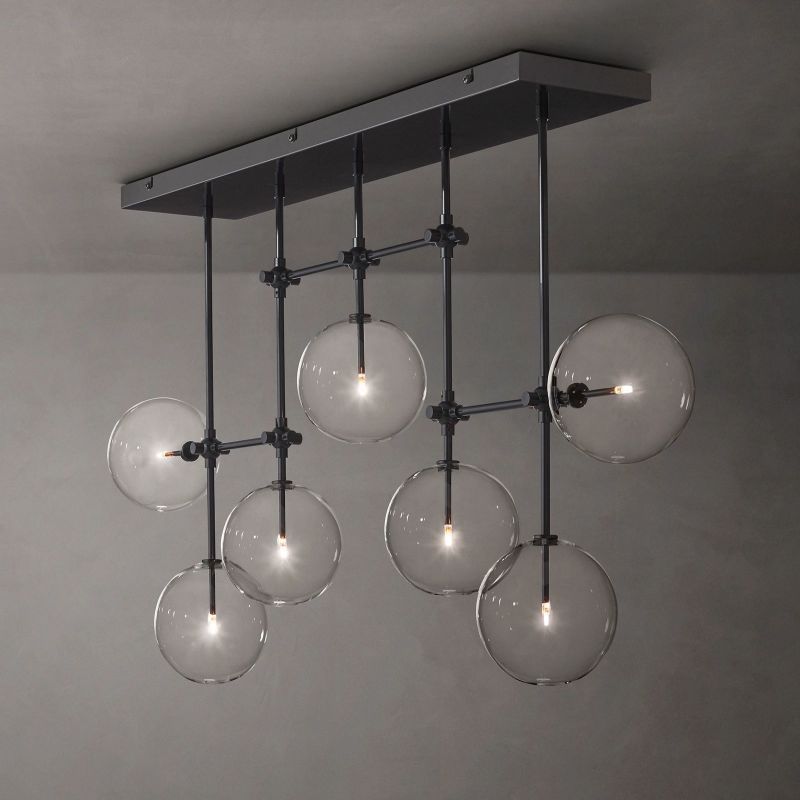 Glass Globe Mobile Linear Chandelier 60"