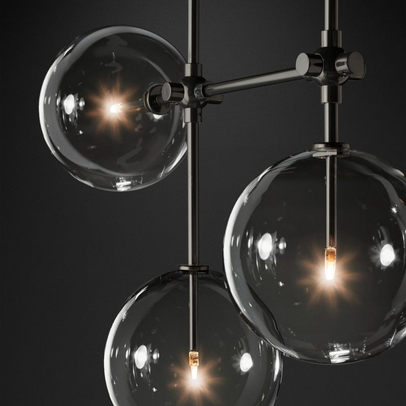 Glass Globe Mobile Linear Chandelier 60"