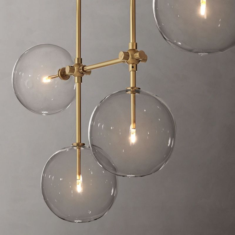 Glass Globe Mobile Linear Chandelier 60"