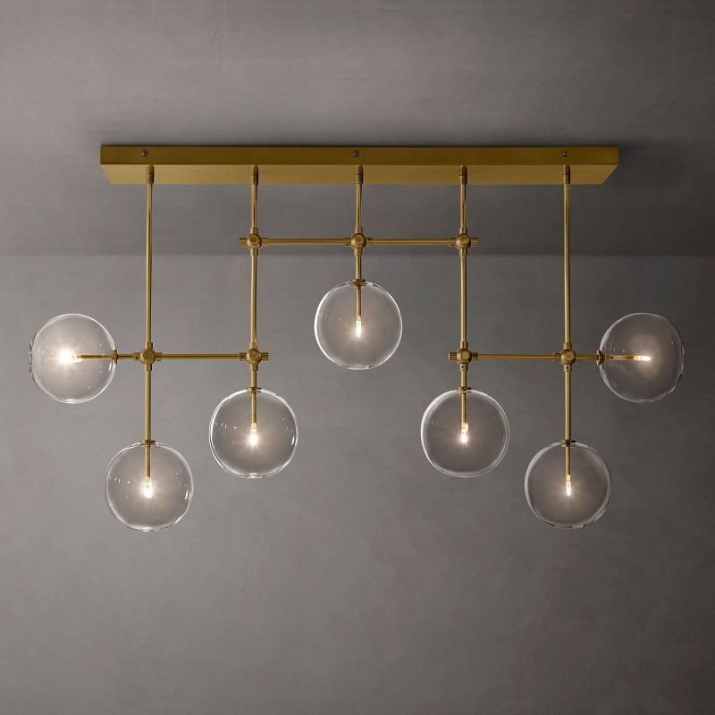 Glass Globe Mobile Linear Chandelier 60"