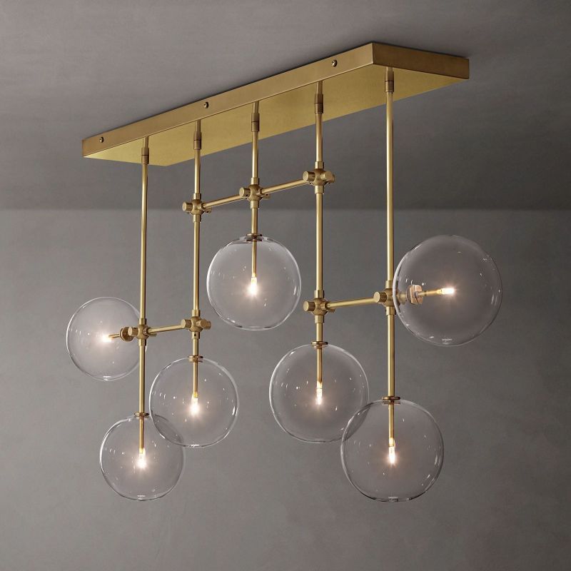 Glass Globe Mobile Linear Chandelier 60"