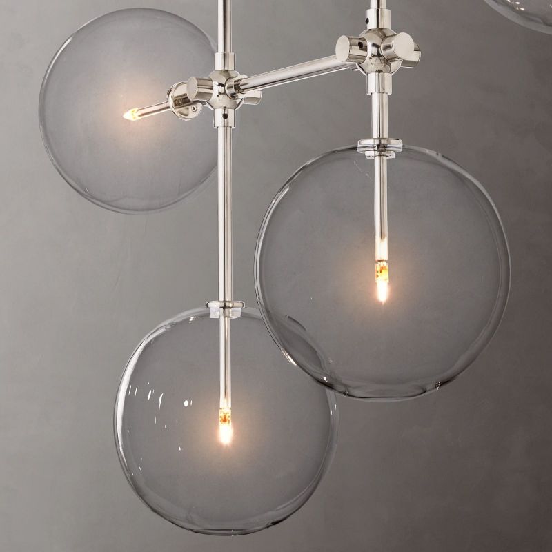 Glass Globe Mobile Linear Chandelier 60"