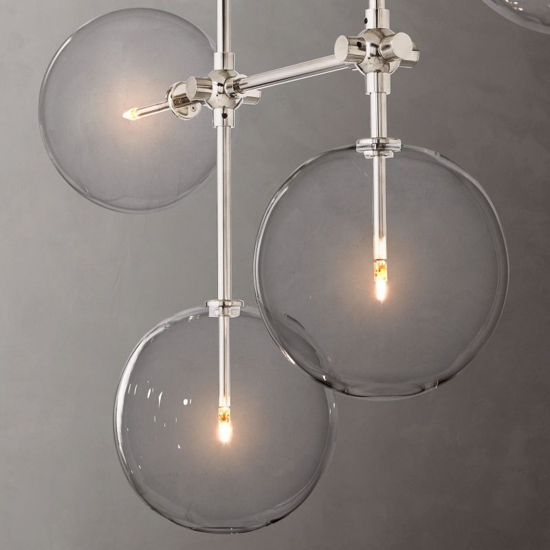 Glass Globe Mobile Linear Chandelier 60"