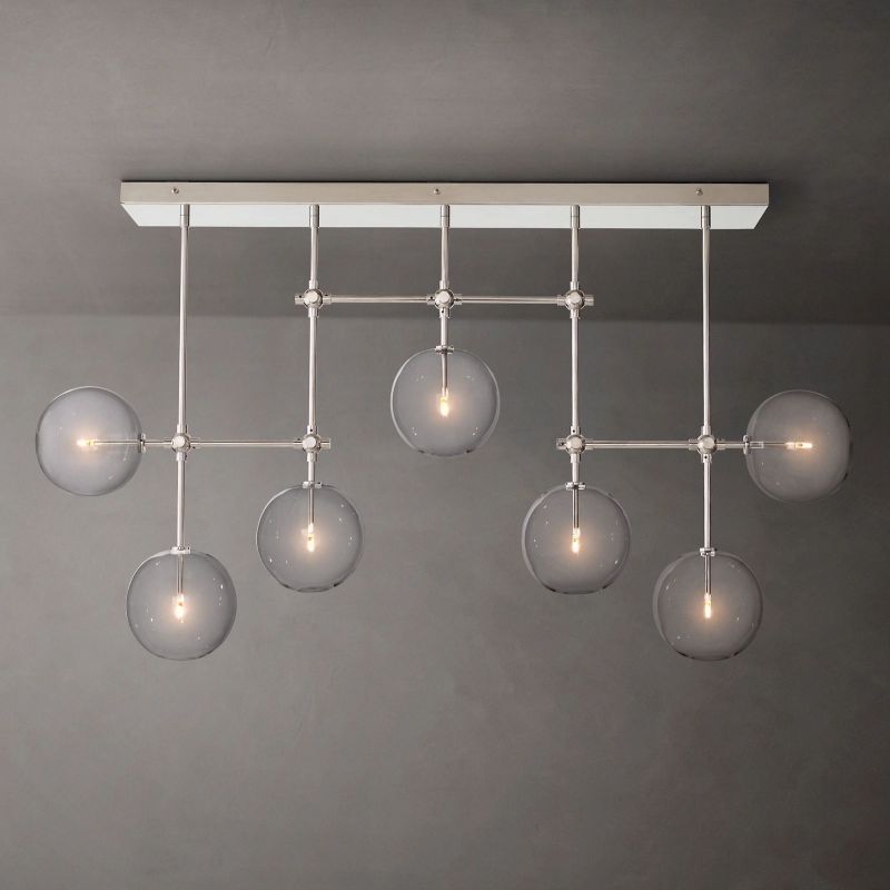 Glass Globe Mobile Linear Chandelier 60"