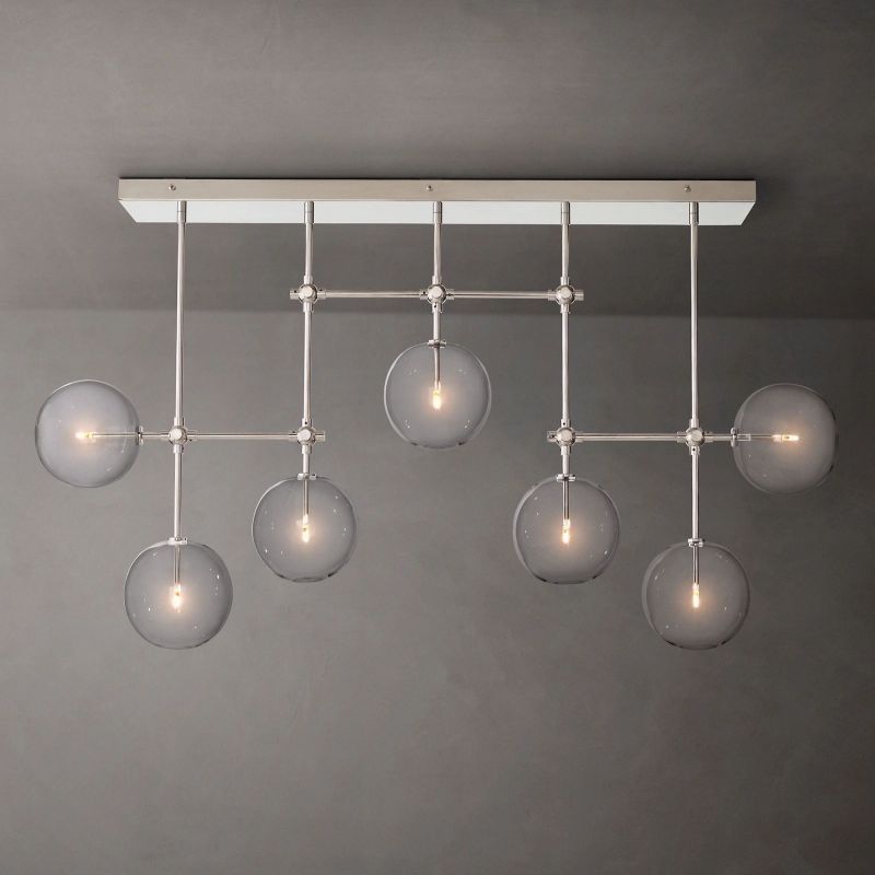 Glass Globe Mobile Linear Chandelier 60"