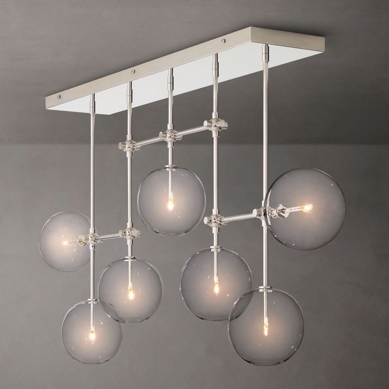 Glass Globe Mobile Linear Chandelier 60"