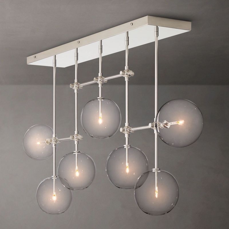 Glass Globe Mobile Linear Chandelier 60"