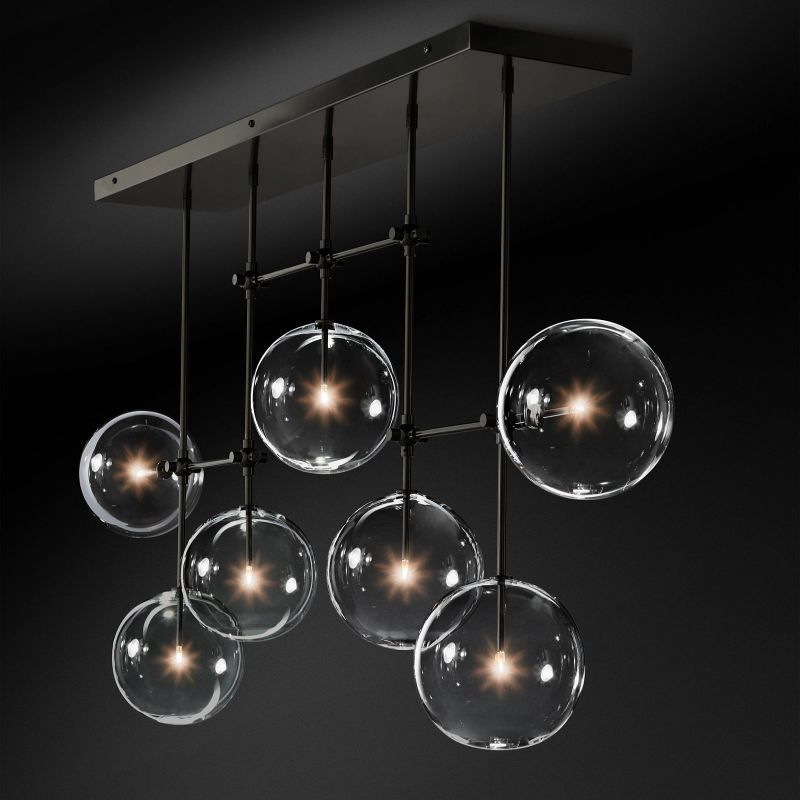 Glass Globe Mobile Linear Chandelier 60"