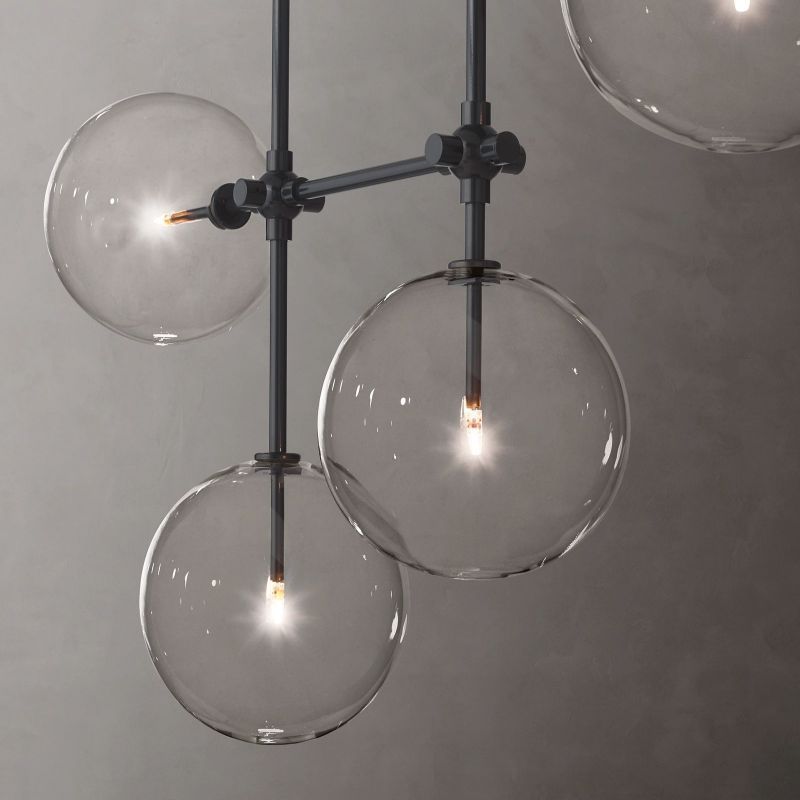 Glass Globe Mobile Linear Chandelier 60"
