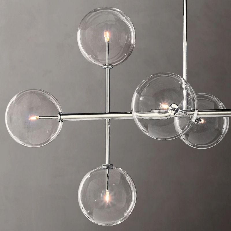 Glass Globe Mobile Linear Chandelier 72"