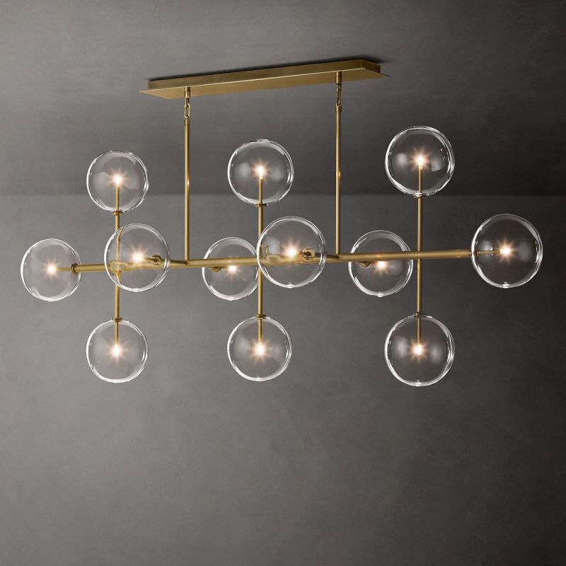Glass Globe Mobile Linear Chandelier 72"