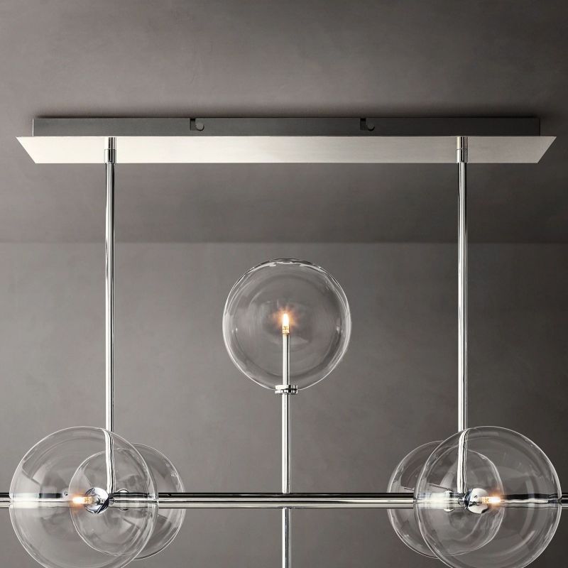 Glass Globe Mobile Linear Chandelier 72"