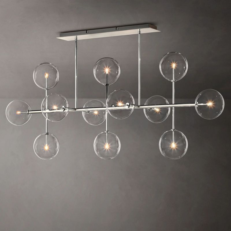 Glass Globe Mobile Linear Chandelier 72"