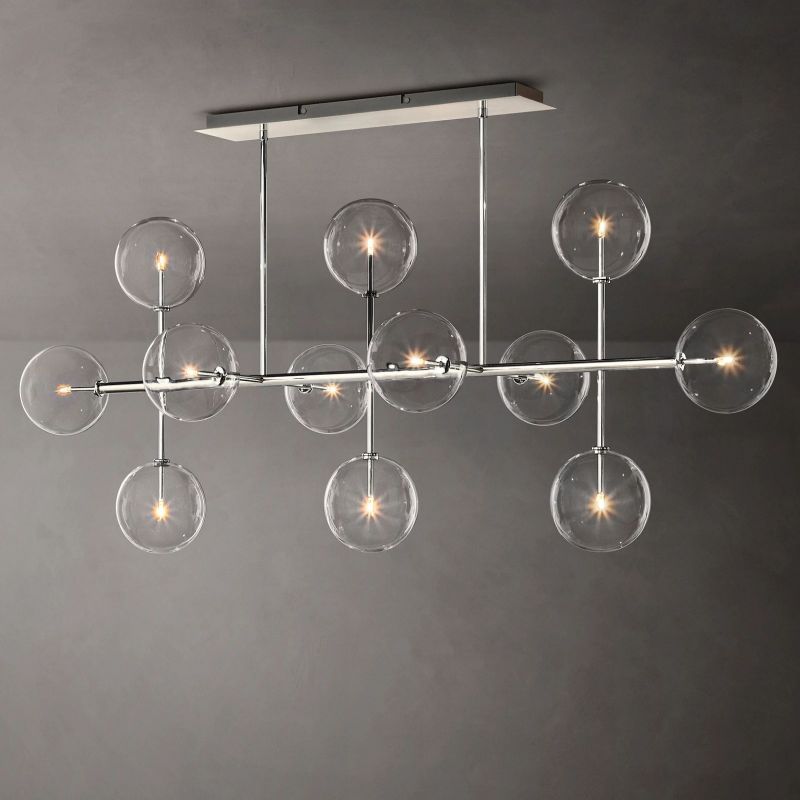 Glass Globe Mobile Linear Chandelier 72"