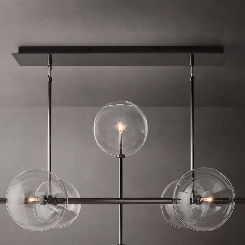 Glass Globe Mobile Linear Chandelier 72"