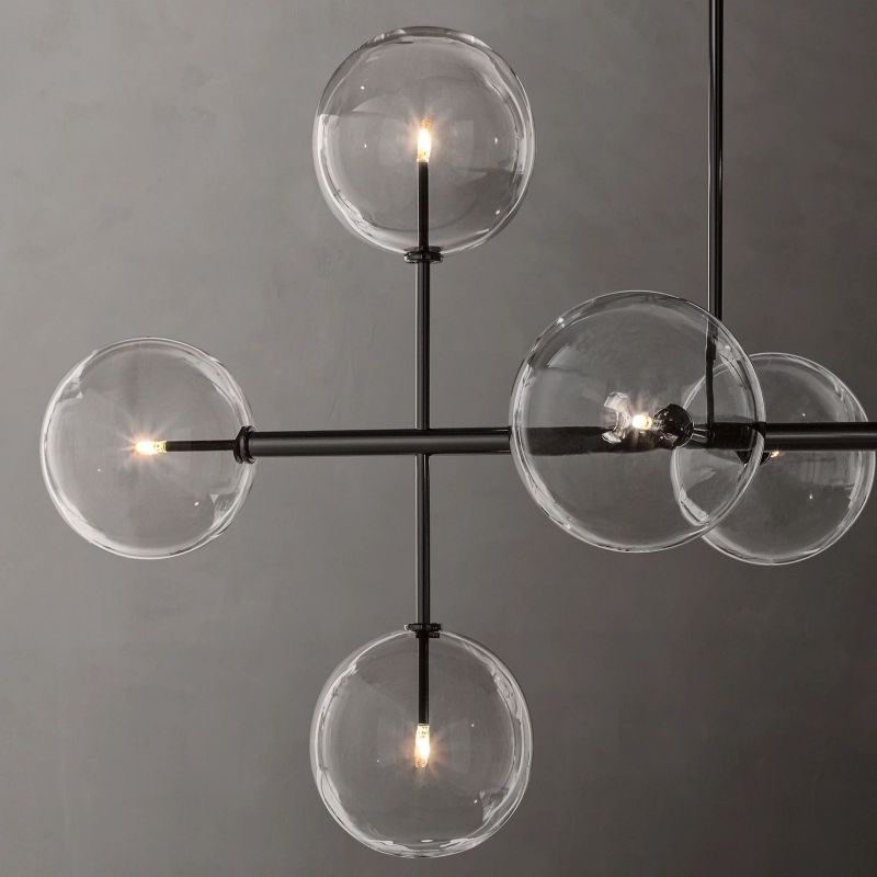 Glass Globe Mobile Linear Chandelier 72"
