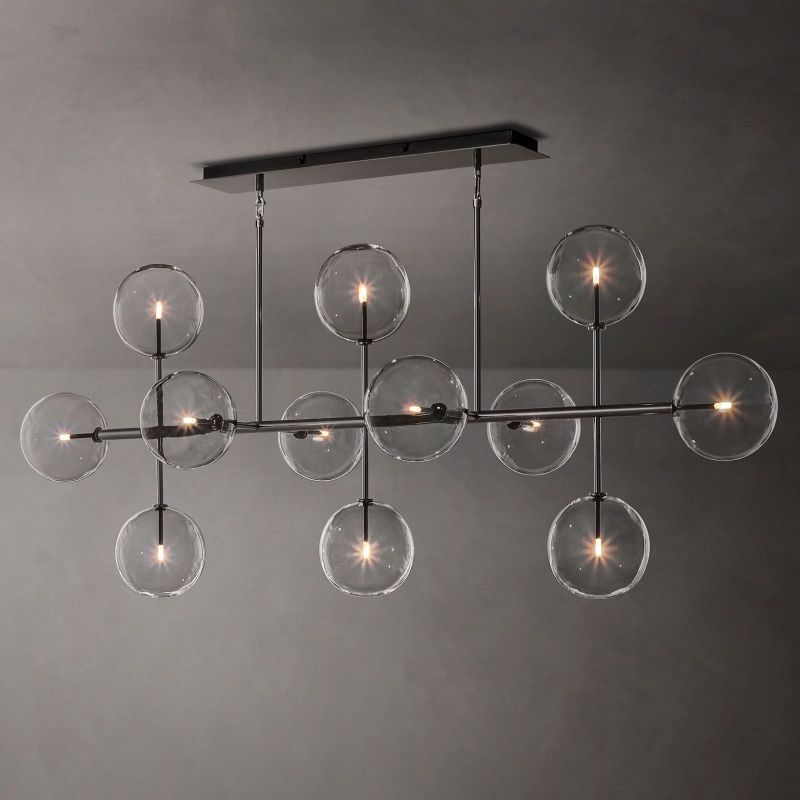 Glass Globe Mobile Linear Chandelier 72"