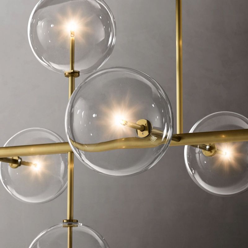 Glass Globe Mobile Linear Chandelier 72"