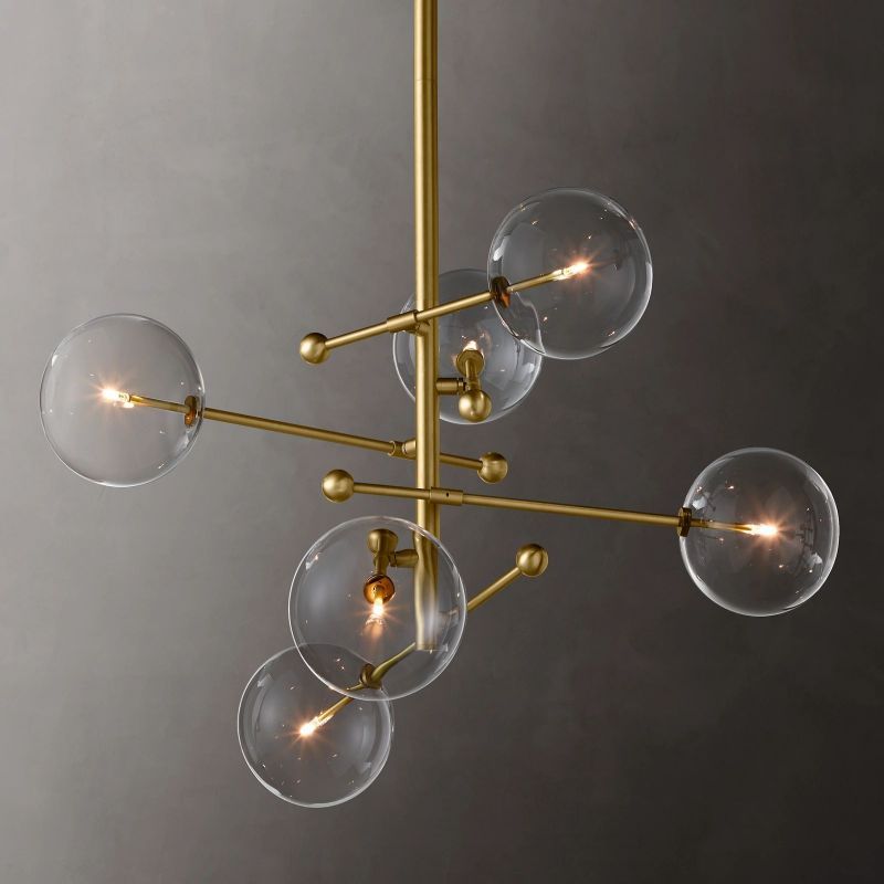 Glass Globe Mobile Six-Arm Chandelier 40"