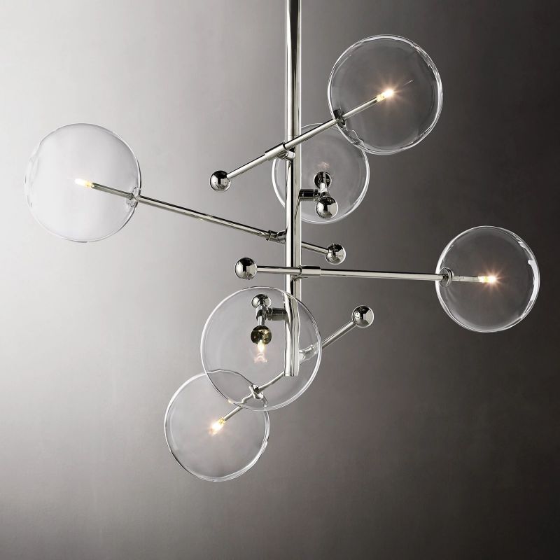 Glass Globe Mobile Six-Arm Chandelier 40"