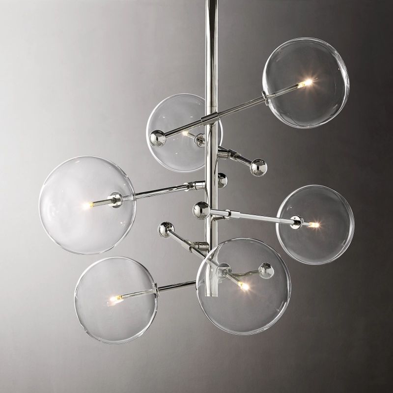 Glass Globe Mobile Six-Arm Chandelier 40"