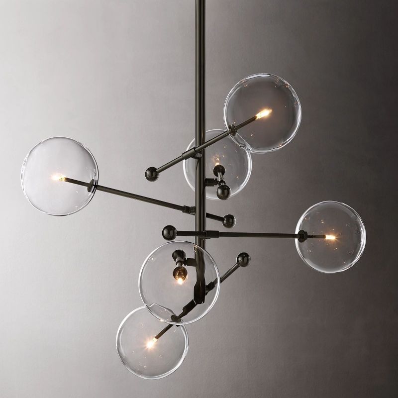Glass Globe Mobile Six-Arm Chandelier 40"