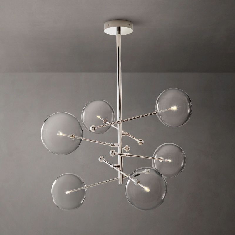 Glass Globe Mobile Six-Arm Chandelier 55"