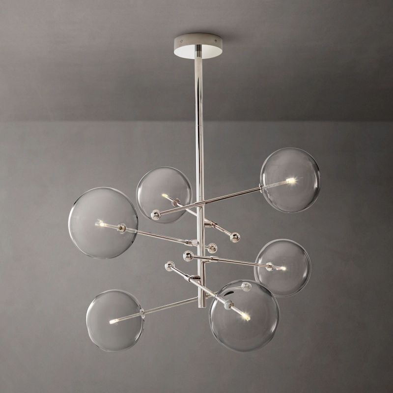 Glass Globe Mobile Six-Arm Chandelier 55"