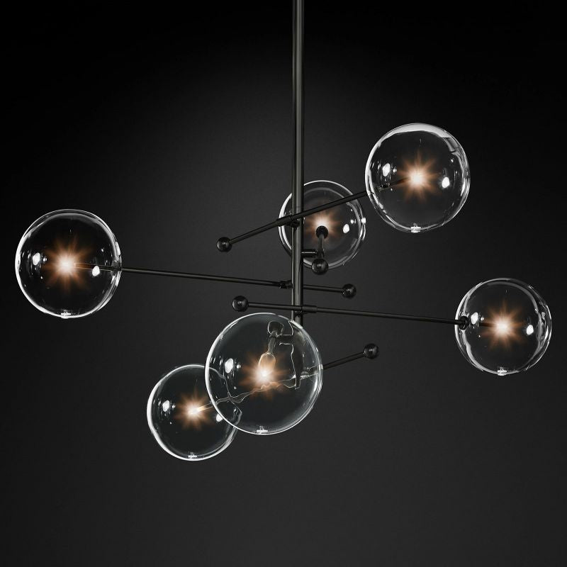 Glass Globe Mobile Six-Arm Chandelier 55"