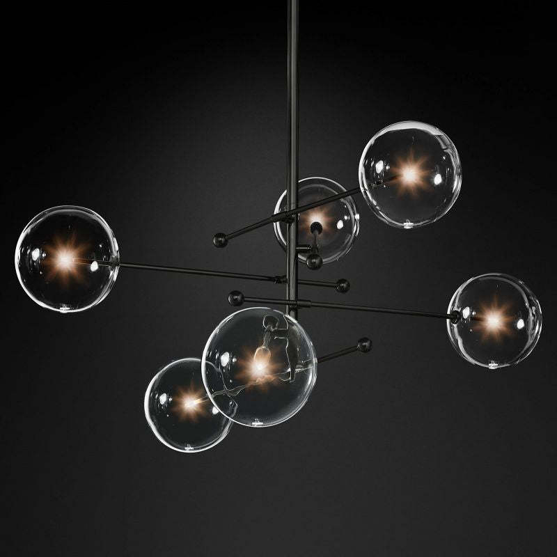 Glass Globe Mobile Six-Arm Chandelier 55"