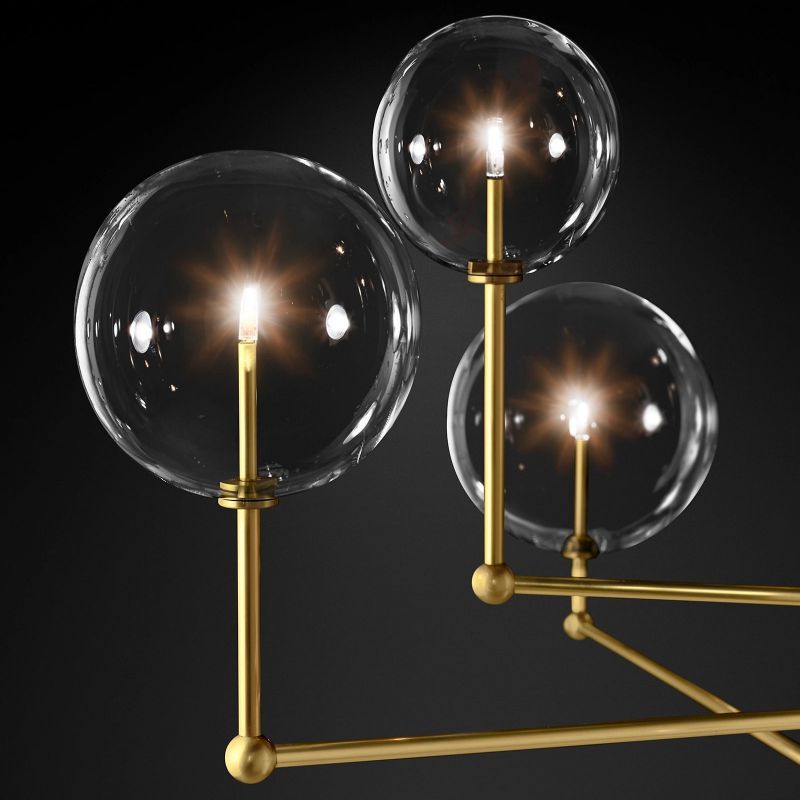 Glass Globe Mobile Three-Arm Chandelier 46"