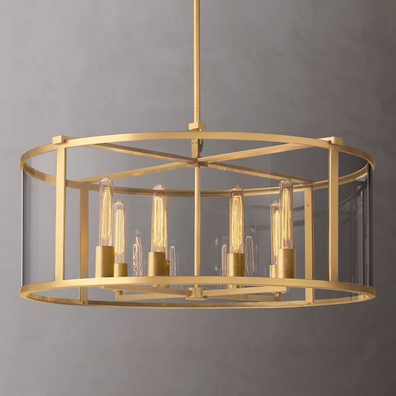 Bayside Glass Lantern Modern Round Chandelier 33"-HiLamps