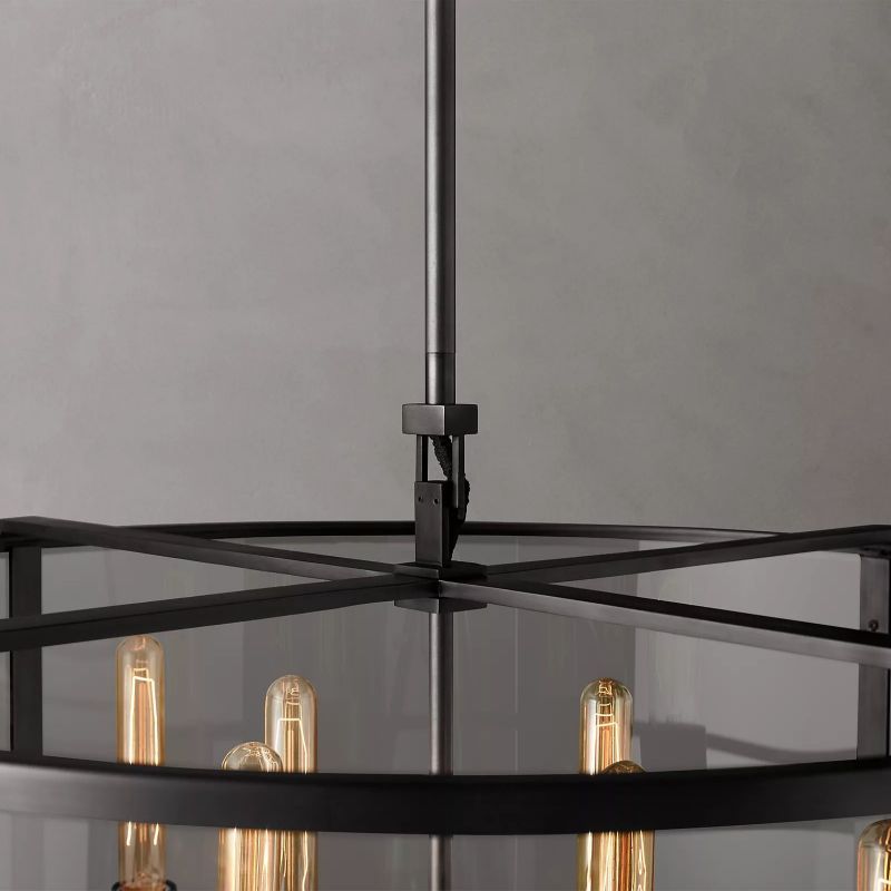 Bayside Glass Lantern Modern Round Chandelier 33"-HiLamps