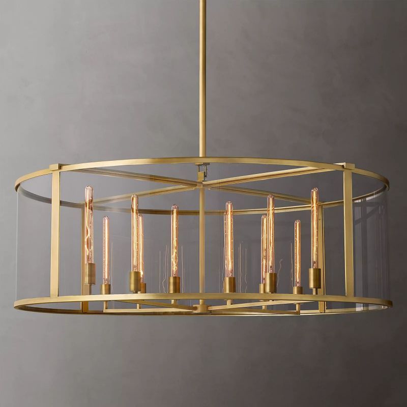 Bayside Glass Lantern Modern Round Chandelier 55"-HiLamps