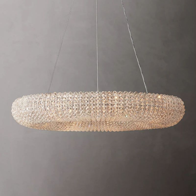 CRYSTAL HALO CLEAR ROUND LED CHANDELIER 32"