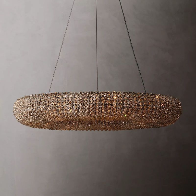 CRYSTAL HALO CLEAR ROUND LED CHANDELIER 32"
