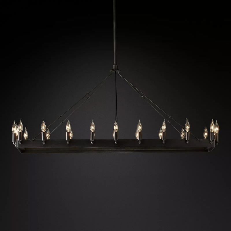 Camino Vintage Candelabra Rectangular Chandelier-HiLamps