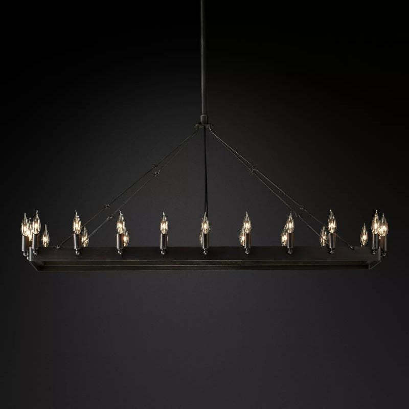 Camino Vintage Candelabra Rectangular Chandelier-HiLamps
