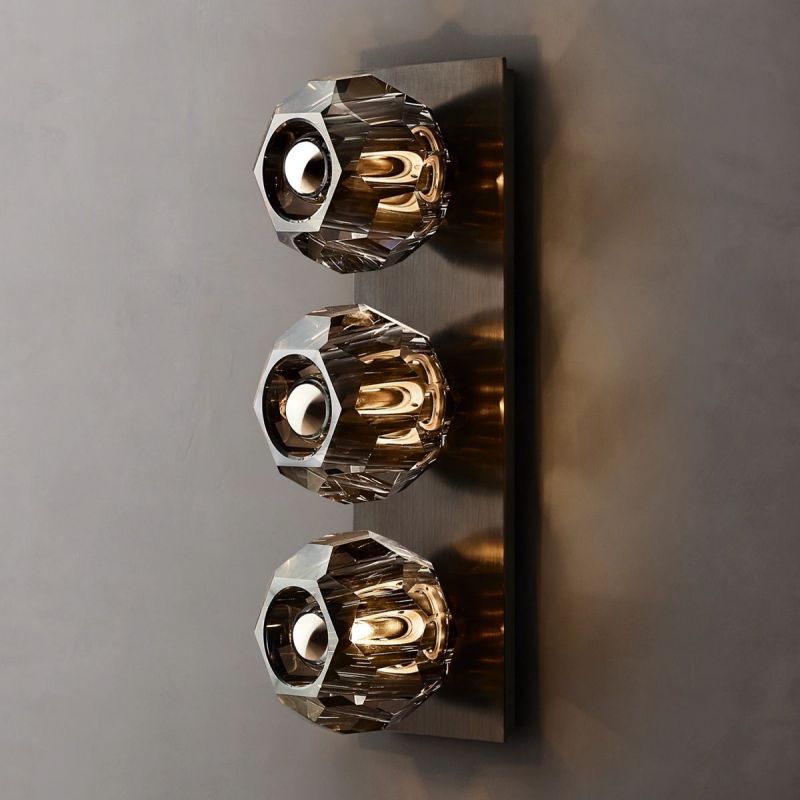 Bayfield Cristal Smoke Glass Linear Short Wall Sconce-HiLamps