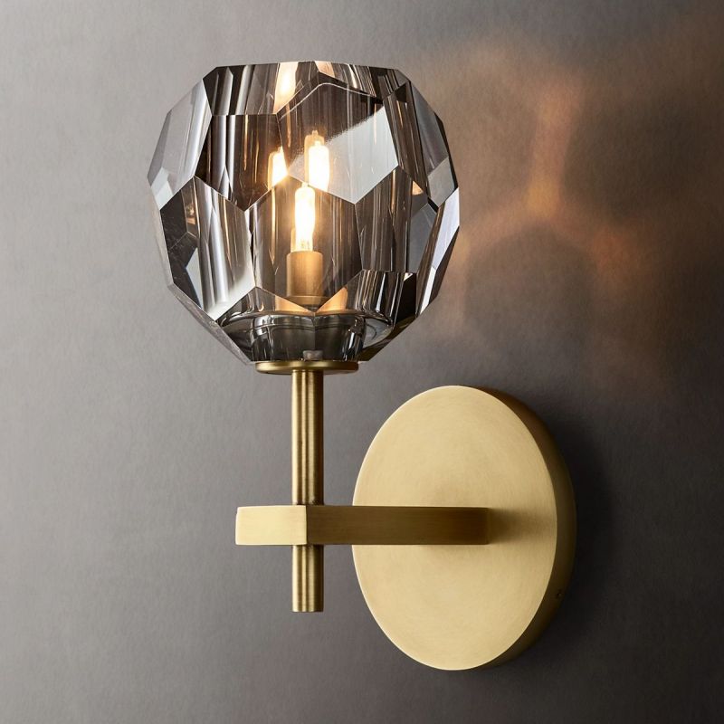 Bayfield Cristal Smoke Glass Short Wall Sconce-HiLamps