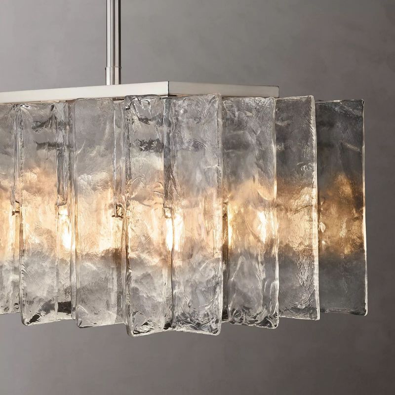 Landon Clear Glass Rectangular Chandelier 49"-HiLamps