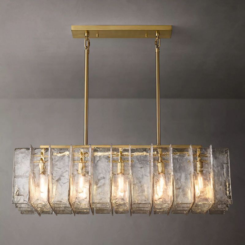Landon Clear Glass Rectangular Chandelier 49"-HiLamps