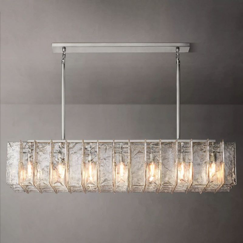 Landon Clear Glass Rectangular Chandelier 67"-HiLamps