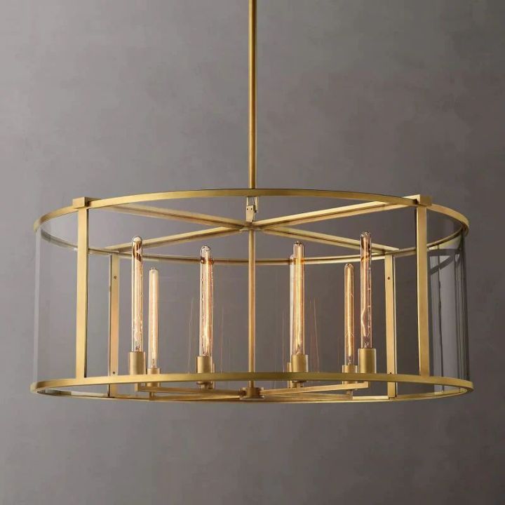 Bayside Glass Lantern Modern Round Chandelier 44"-HiLamps