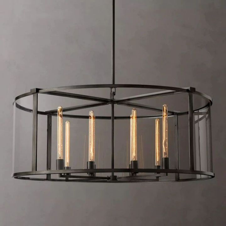 Bayside Glass Lantern Modern Round Chandelier 44"-HiLamps