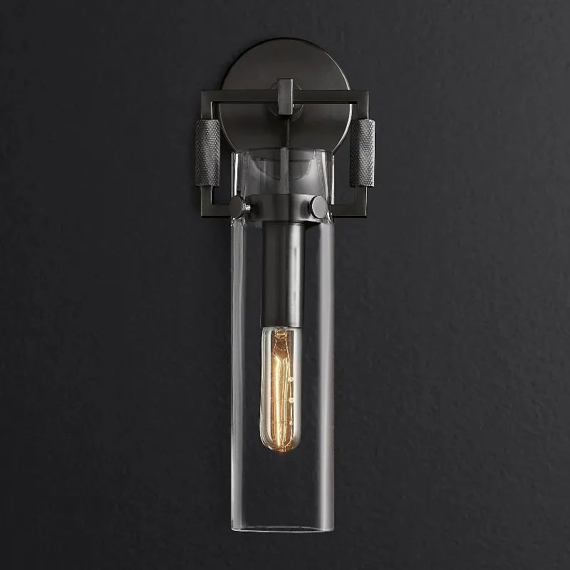 Maplewood Glass Cylinder Wall Sconce 12"